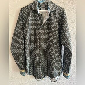 Thomas Dean blue and brown long sleeve men’s shirt size M